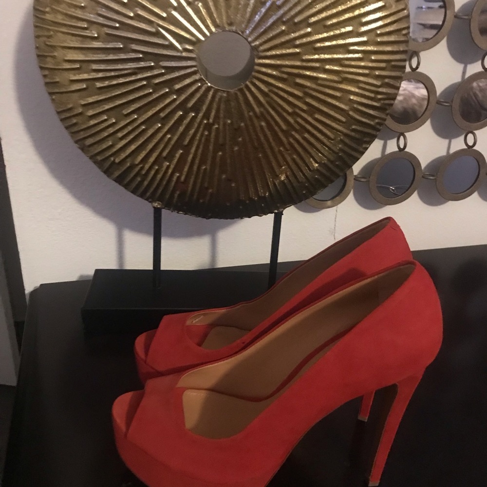 Schultz red platform heels